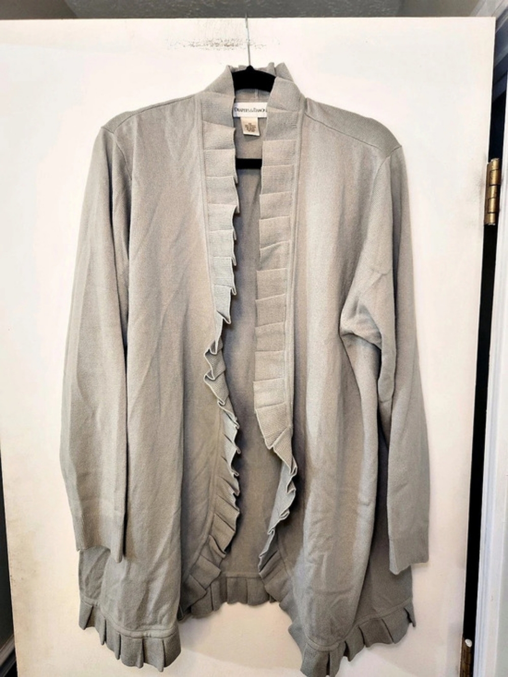 Draper's & Damon's Ruffled Open Front Cardigan Gray Size 3X